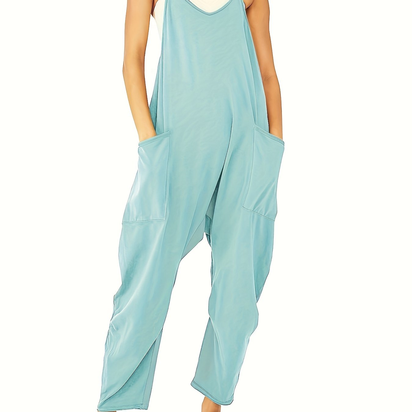 Chic Breezy Cami Jumpsuit - Solid Color, Versatile & Comfortable - Perfect for Spring & Summer Days, Women’s Fashion