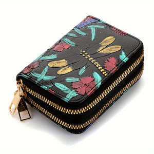 Women's Double-Zip Wallet: Spacious Faux Leather Organizer, Minimalist Style with Card Slots & Coin Pocket