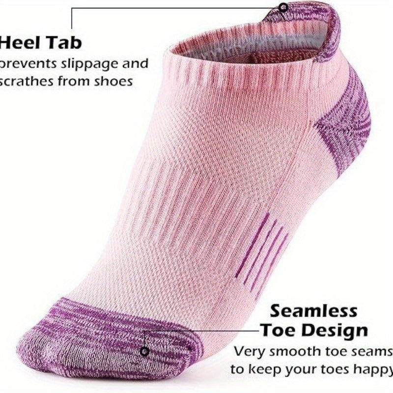 5 Pairs Breathable Ankle Sports Socks for Running, Athletic No Show Outdoor Socks, Spandex and Polyester Blend, Machine Washable