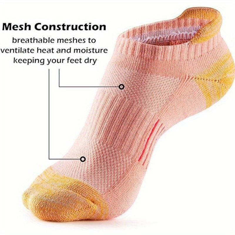 5 Pairs Breathable Ankle Sports Socks for Running, Athletic No Show Outdoor Socks, Spandex and Polyester Blend, Machine Washable