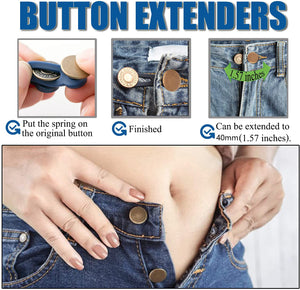 5pcs Button Extender For Pants, Adjustable Waist Button, Retractable Waistband Expander, Random Color, No Sew Buttons, Easy To Use And No To