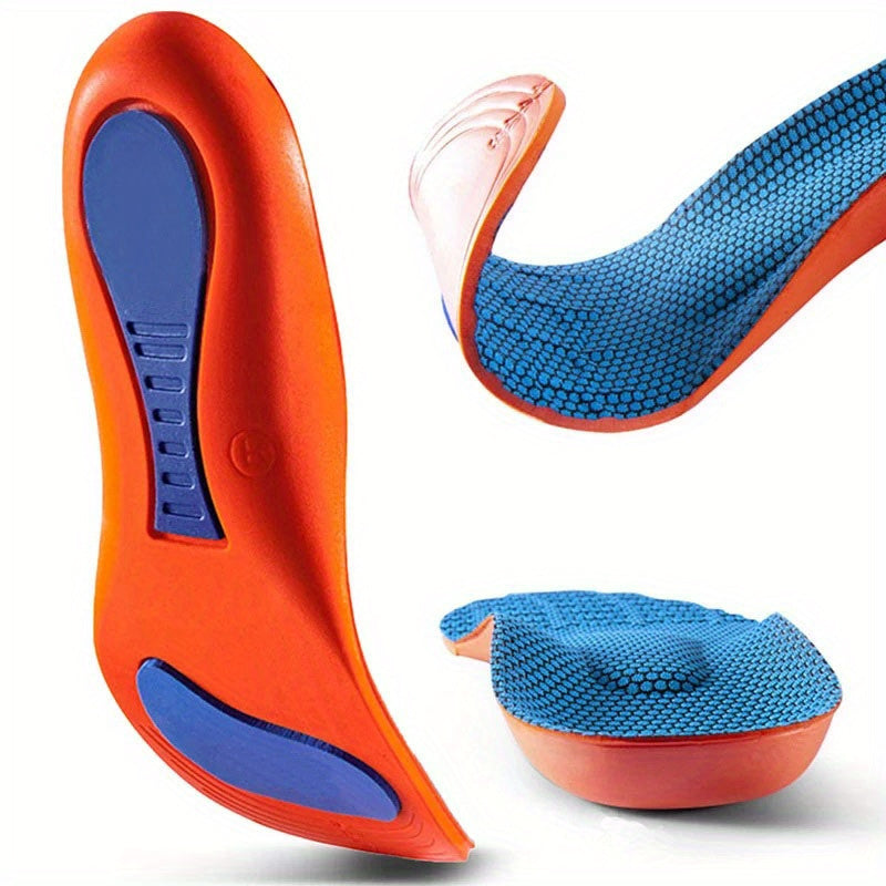 1 Pair Sports Shock Absorption Knee Support Insoles - Breathable, Sweat-Wicking, Odor-Proof Comfort for Basketball & Badminton, EVA Material, Blue & Orange Design