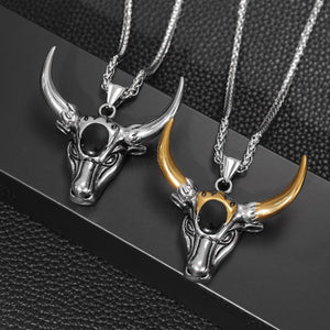 1pc Fashion Men'S Punk Bull Head Pendant Necklace Hip Hop Party Jewelry Accessories Holiday Gifts Birthday Accessories
