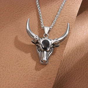 1pc Fashion Men'S Punk Bull Head Pendant Necklace Hip Hop Party Jewelry Accessories Holiday Gifts Birthday Accessories