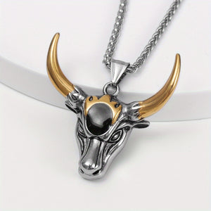 1pc Fashion Men'S Punk Bull Head Pendant Necklace Hip Hop Party Jewelry Accessories Holiday Gifts Birthday Accessories