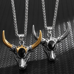 1pc Fashion Men'S Punk Bull Head Pendant Necklace Hip Hop Party Jewelry Accessories Holiday Gifts Birthday Accessories