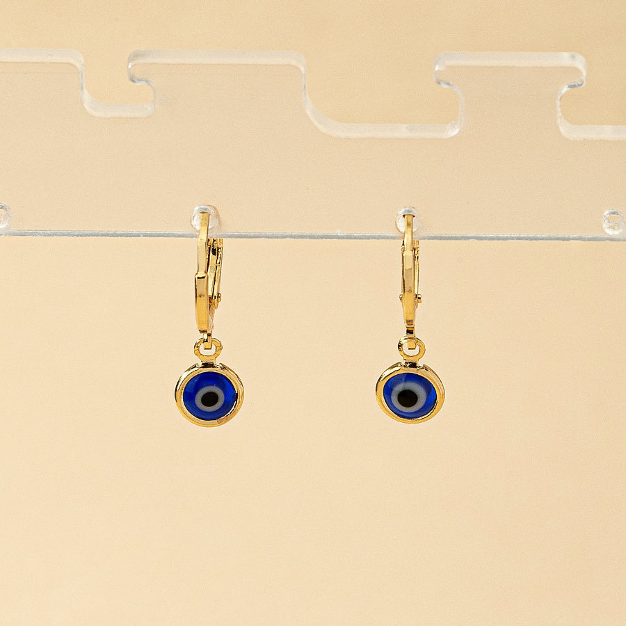 [Y2K Style Hypoallergenic Hoop Earrings] 1 Pair Fashionable Alloy Evil Eye Hoop Earrings, Y2K Style Ear Hooks with Blue Eye Detail, Hypoallergenic Jewelry for Women