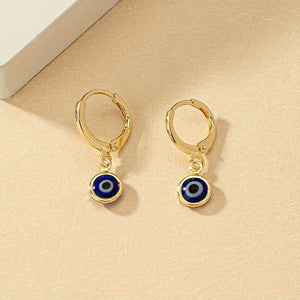 [Y2K Style Hypoallergenic Hoop Earrings] 1 Pair Fashionable Alloy Evil Eye Hoop Earrings, Y2K Style Ear Hooks with Blue Eye Detail, Hypoallergenic Jewelry for Women