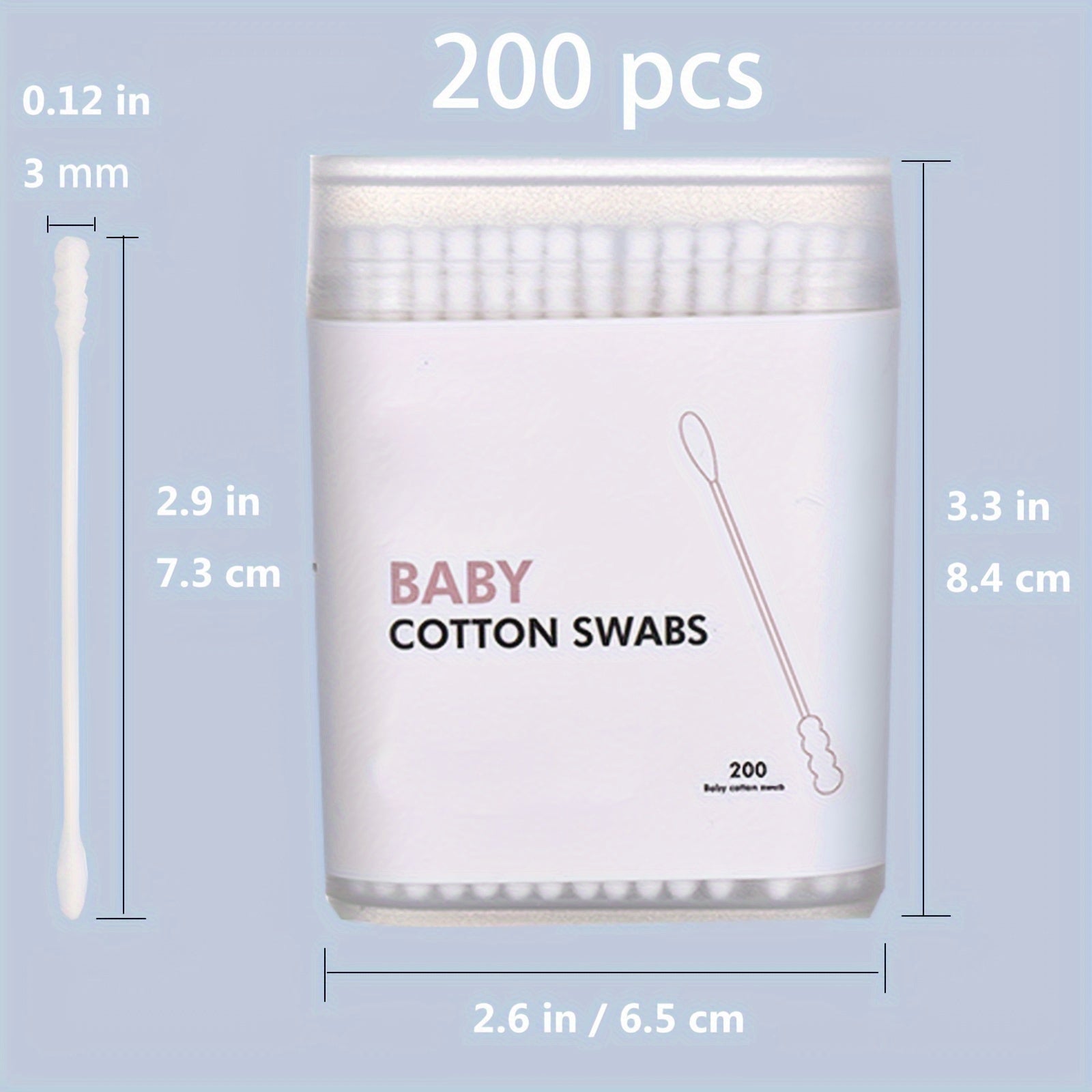 200pcs Unscented Swabs for Newborns and Babies, Safe and Gentle for Kids, Disposable Hygienic Swab Set
