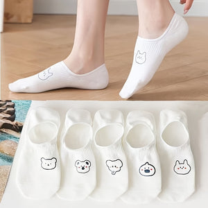 10Pairs Socks Women'S Ship Socks Summer Shallow Mouth Invisible Socks Women'S Cartoon Spring and Autumn Anti slip Not Falling off with Summer Thin Short Socks Women