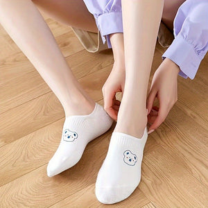 10Pairs Socks Women'S Ship Socks Summer Shallow Mouth Invisible Socks Women'S Cartoon Spring and Autumn Anti slip Not Falling off with Summer Thin Short Socks Women