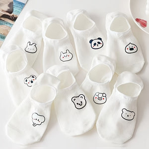 10Pairs Socks Women'S Ship Socks Summer Shallow Mouth Invisible Socks Women'S Cartoon Spring and Autumn Anti slip Not Falling off with Summer Thin Short Socks Women