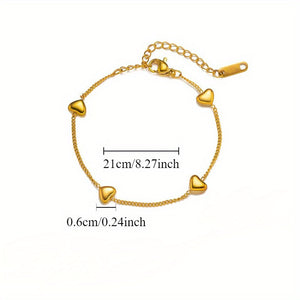 A Stainless Steel Jewelry 18K Gold-Plated Heart-Shaped Bracelet Ins French Bohemian Korean Fashion Casual Minimalist Trend Joker Daily Commu