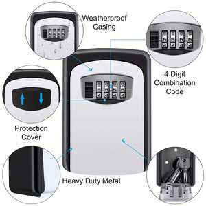 1pc Ultra-Secure Flip Top Key Safe Box - Wall Mounted Metal and Plastic Key Storage with Combination Access - for Home, Hotel, Emergency, Tr
