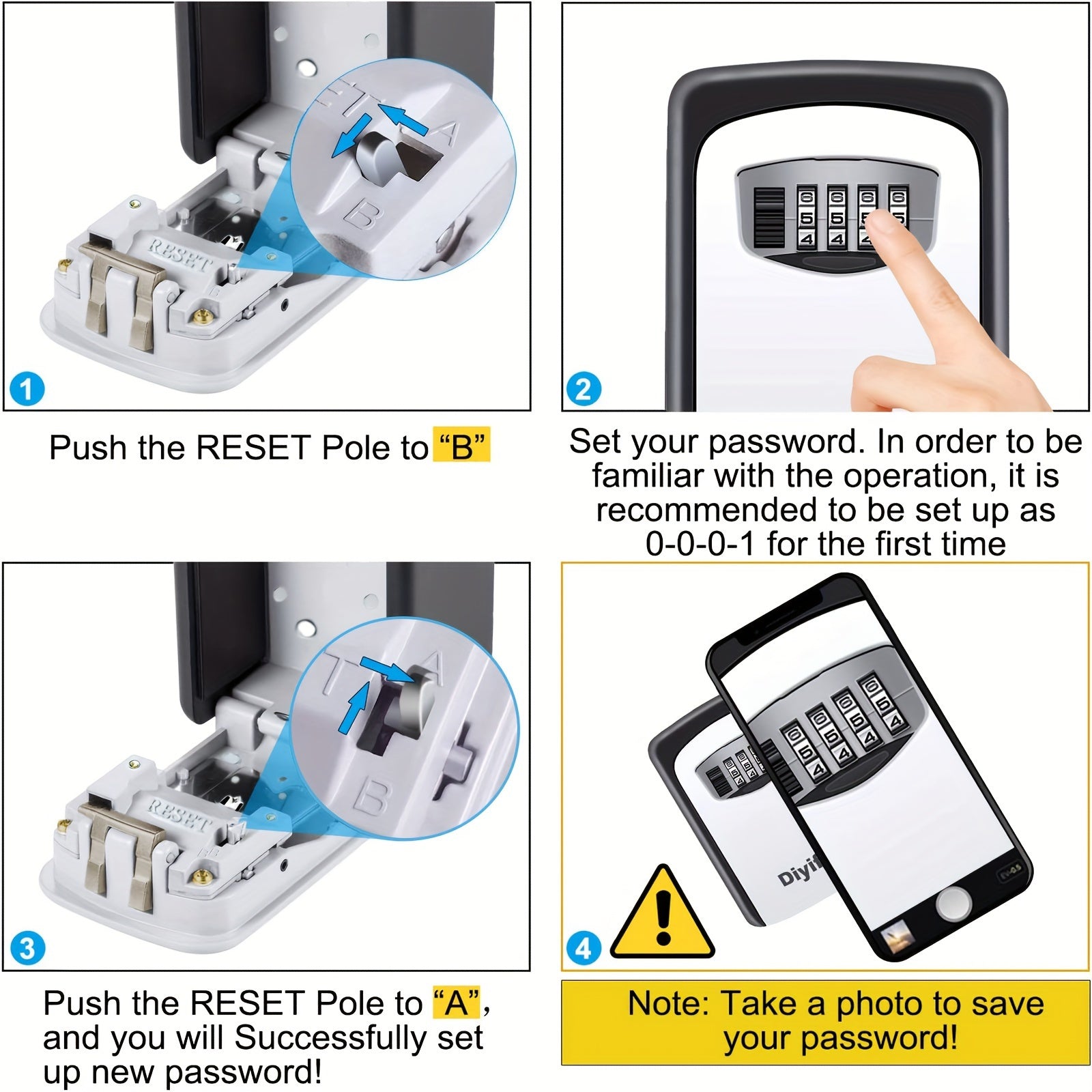 1pc Ultra-Secure Flip Top Key Safe Box - Wall Mounted Metal and Plastic Key Storage with Combination Access - for Home, Hotel, Emergency, Tr