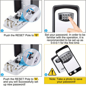 1pc Ultra-Secure Flip Top Key Safe Box - Wall Mounted Metal and Plastic Key Storage with Combination Access - for Home, Hotel, Emergency, Tr