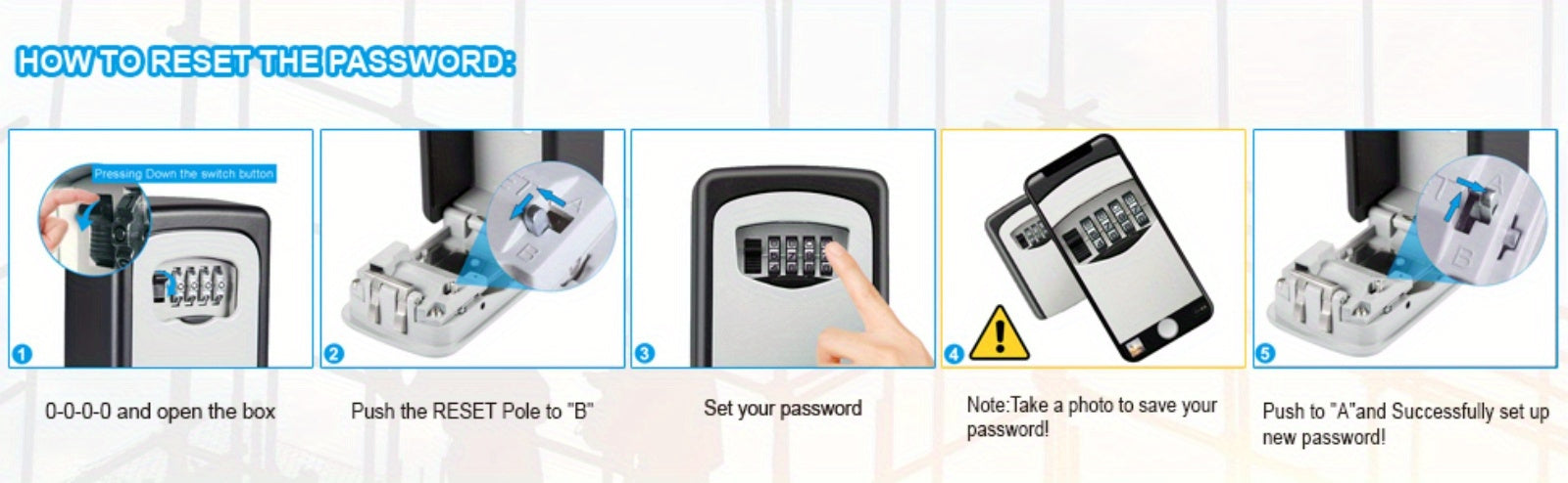 1pc Ultra-Secure Flip Top Key Safe Box - Wall Mounted Metal and Plastic Key Storage with Combination Access - for Home, Hotel, Emergency, Tr
