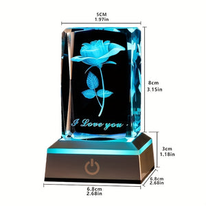 1pc 3D Rose Crystal with LED Lights, Mother'S Day Gift, Birthday Gift for Girlfriend, Wife, Mother, Friendship And Love to Commemorate The U