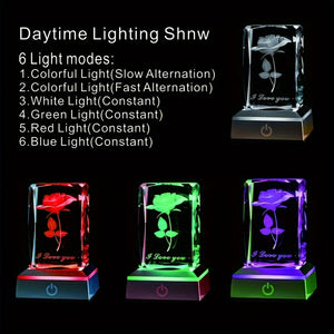 1pc 3D Rose Crystal with LED Lights, Mother'S Day Gift, Birthday Gift for Girlfriend, Wife, Mother, Friendship And Love to Commemorate The U