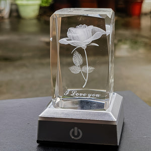 1pc 3D Rose Crystal with LED Lights, Mother'S Day Gift, Birthday Gift for Girlfriend, Wife, Mother, Friendship And Love to Commemorate The U