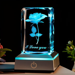 1pc 3D Rose Crystal with LED Lights, Mother'S Day Gift, Birthday Gift for Girlfriend, Wife, Mother, Friendship And Love to Commemorate The U