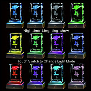 1pc 3D Rose Crystal with LED Lights, Mother'S Day Gift, Birthday Gift for Girlfriend, Wife, Mother, Friendship And Love to Commemorate The U