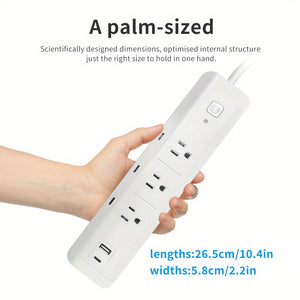 Tuya Smart Three-Socket WiFi Smart Plug Power Strip Independent Socket Control USB-A + C Port Remote Control Smart Home Management Voice-activated Energy-saving Timer Function Wall-mountable Suitable for Office School and Dormitory Use