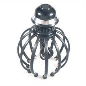 12-Claw Electric Scalp Massager with Rolling Steel Balls | Dual-Mode Head Massage Tool for Deep Relaxation & Stress - USB Charging, Adjustable Intensity, Black Octopus Claw Design, Massage Supplies