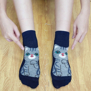 Non Slip Socks For Women Grip Socks Novelty Cat Non Skid Socks Ladies Funny Anti Slip Socks 5 Pairs Sports