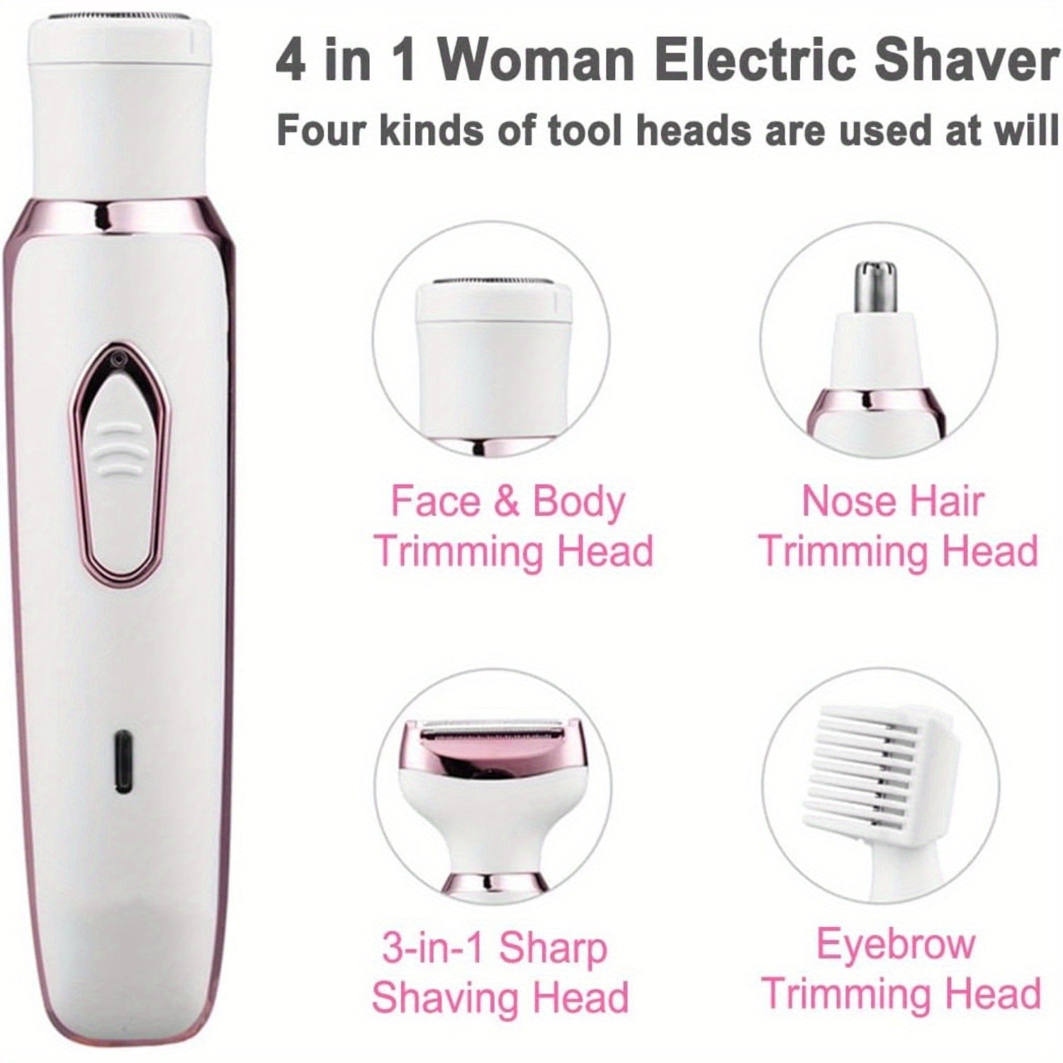 Electric Razor for Women 4 in 1 Rechargeable Painless Body Razors and Facial Hair Remover for Bikini Leg Body Face Underarm