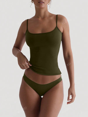 Sexy Backless Women's Camisole Elastic Casual Spaghetti Strap Top Summer Vacation Outfits 2025