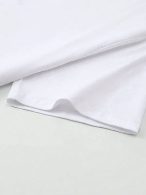 Sunnyshic 2pcs Women Oversized Loose Oblique Shoulder T-Shirts, Spring New Arrival