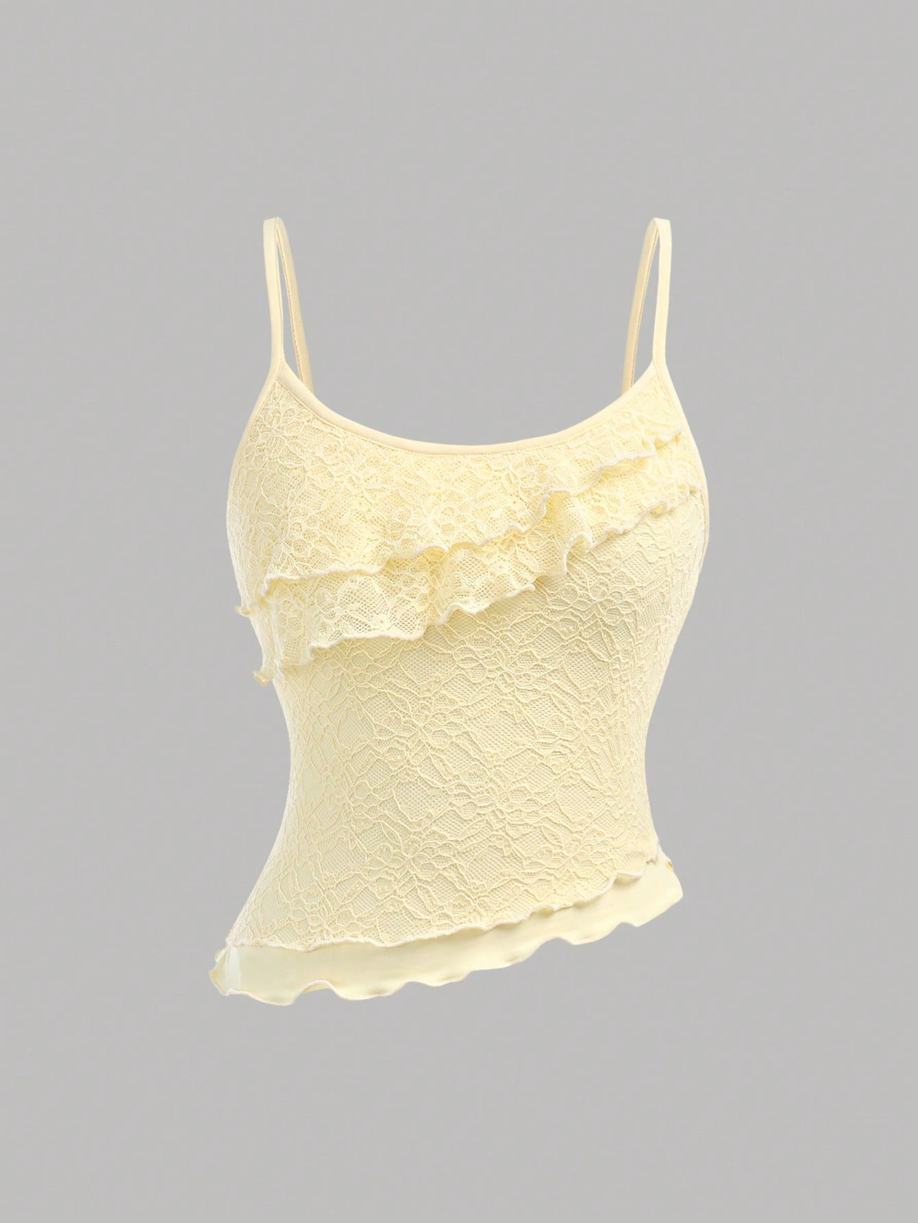 Girlism 2pcs/Set TEENGIRL Resort & Wedding Lace Asymmetric Hem Top And Low Waist Fishtail Ruffle Asymmetrical Hem Skirt, Elegant Wedding Outfit