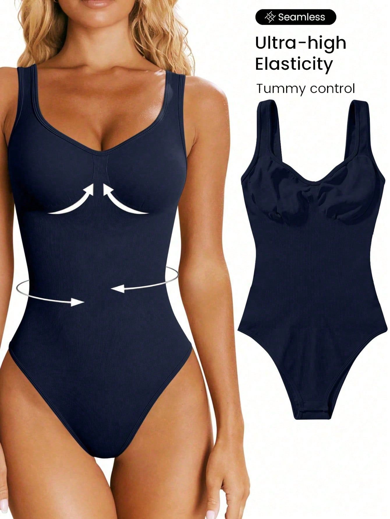 SHEIN Sport Studio Seamless Yoga High Stretch Bodysuit With Built-In Bra Pads