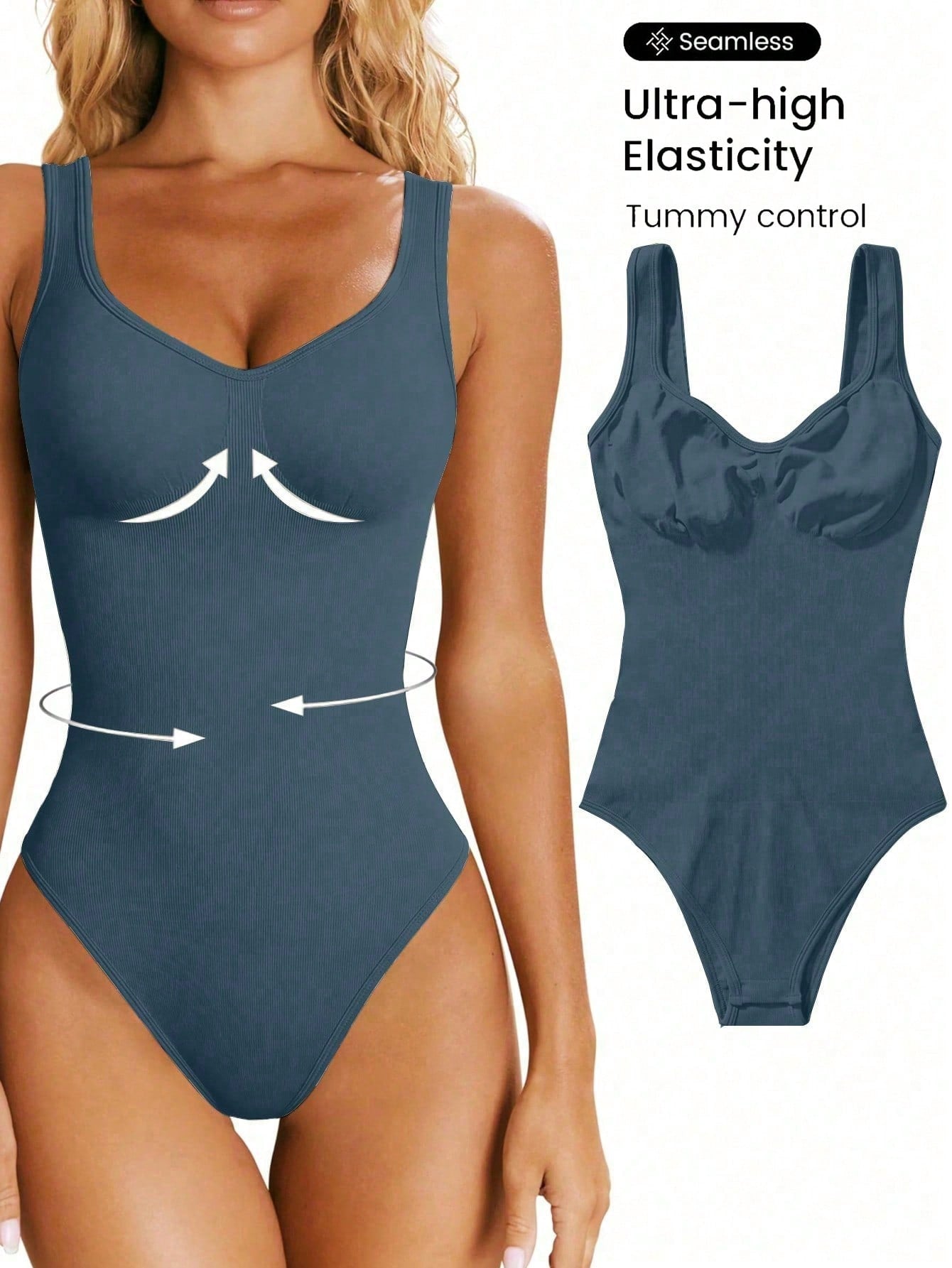 SHEIN Sport Studio Seamless Yoga High Stretch Bodysuit With Built-In Bra Pads