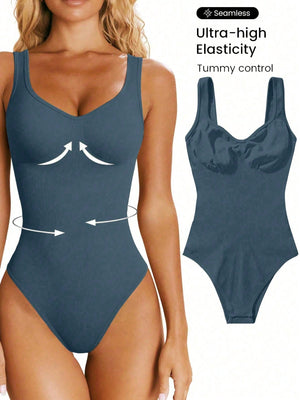 SHEIN Sport Studio Seamless Yoga High Stretch Bodysuit With Built-In Bra Pads