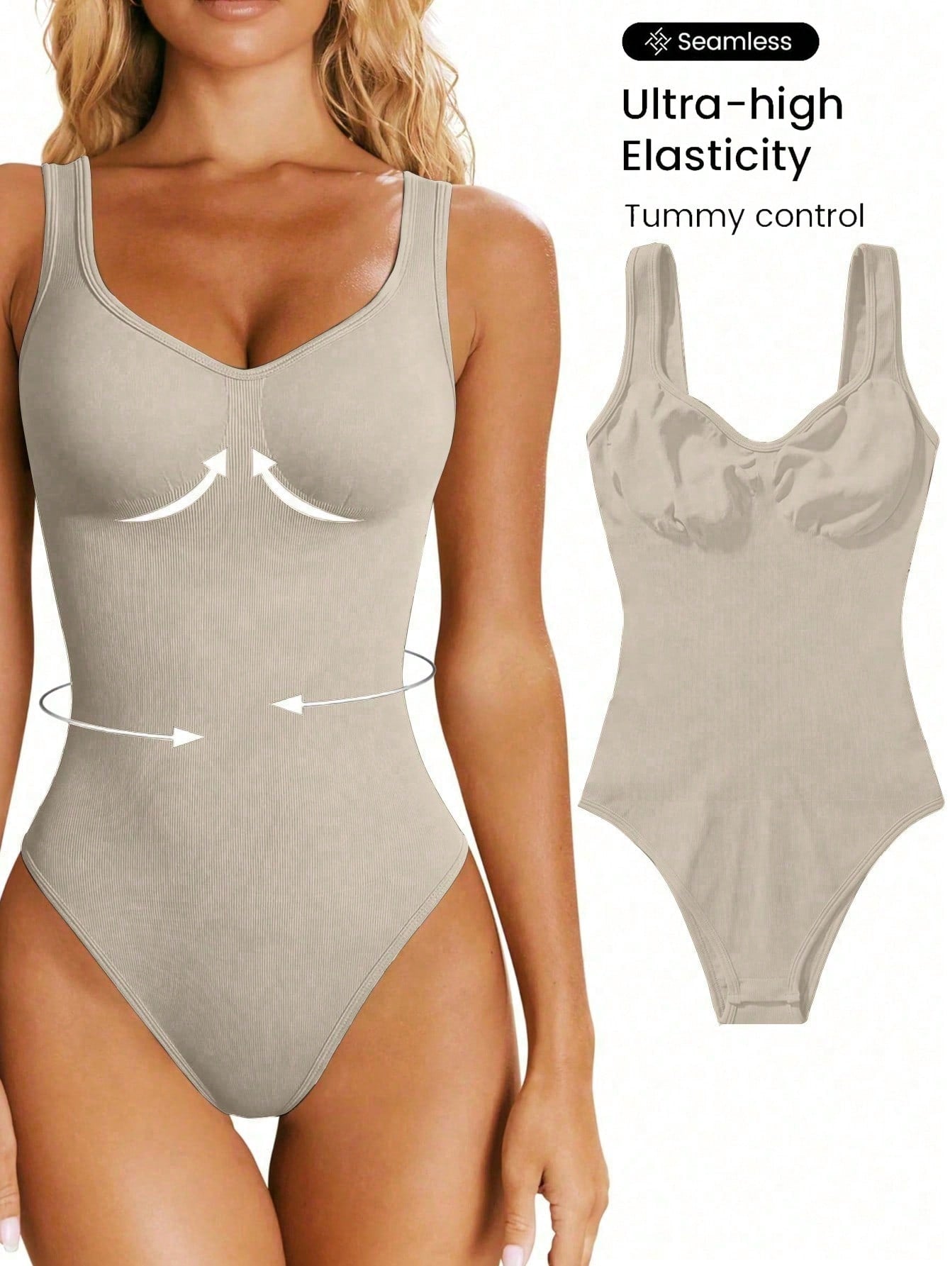 SHEIN Sport Studio Seamless Yoga High Stretch Bodysuit With Built-In Bra Pads