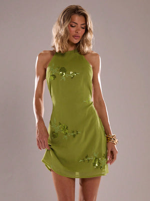 SHEIN BAE Summer Women's Solid Color Sequin Vacation Party Mini Dresses Dresses, Women's Summer Dresses, Sexy Club Outfits Women, Women's Concert Wear, Club Outfits Women Sexy, Birthday Dresses,Graduation Party Dresses