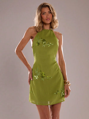 SHEIN BAE Summer Women's Solid Color Sequin Vacation Party Mini Dresses Dresses, Women's Summer Dresses, Sexy Club Outfits Women, Women's Concert Wear, Club Outfits Women Sexy, Birthday Dresses,Graduation Party Dresses