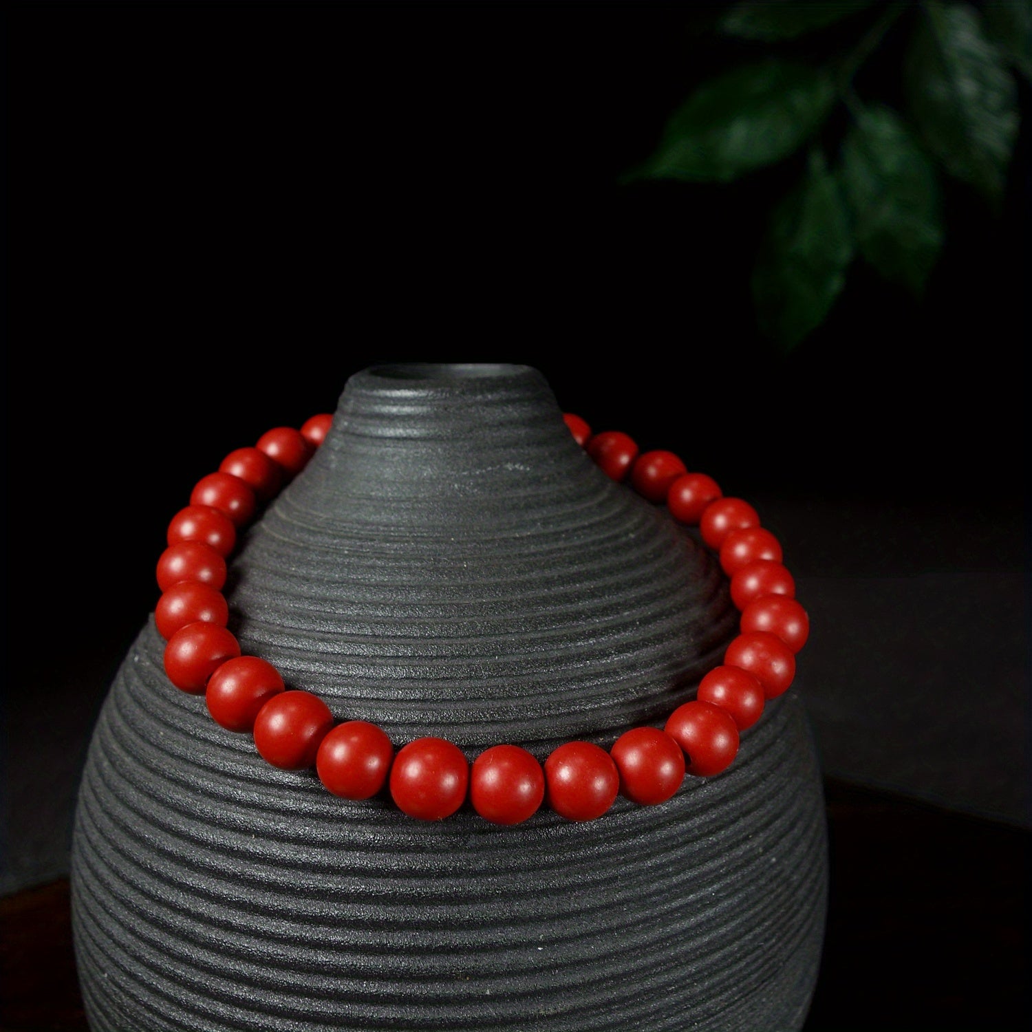 1pc Natural Ore Cinnabar Red Sand Beaded Bracelet Simple Ethnic Style Bracelet Good Luck Bracelet