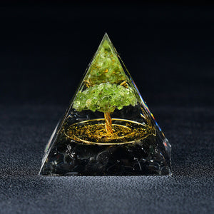 NEW Tree of Life Obsidian Orgone Pyramid EMF Protection Quartz Reiki Meditation