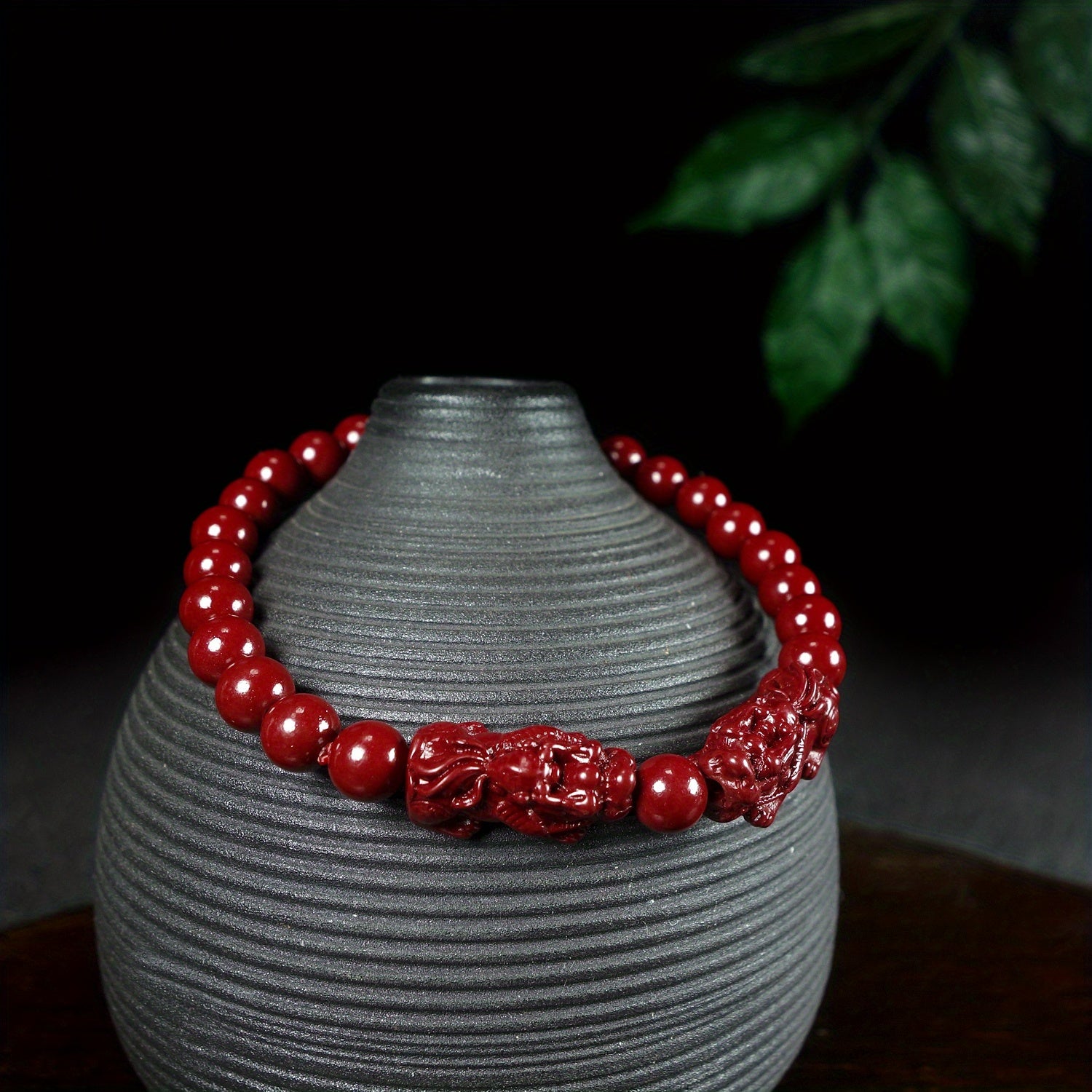 1pc Natural Cinnabar Bracelet Pixiu Bracelet Good Luck Bracelet