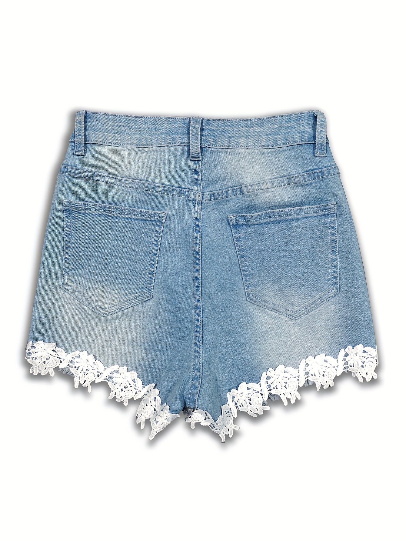 Chic Casual High-Stretch Denim Shorts for Women - Easy-Care, Solid Color with Pockets, Ideal for Spring/Summer