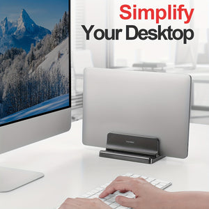 VAYDEER Dual-Slot Adjustable Vertical Laptop Stand Made Of Premium ABS Plastic 3 In 1 Design Space-Saving For All MacBook, Chromebook, Surfa