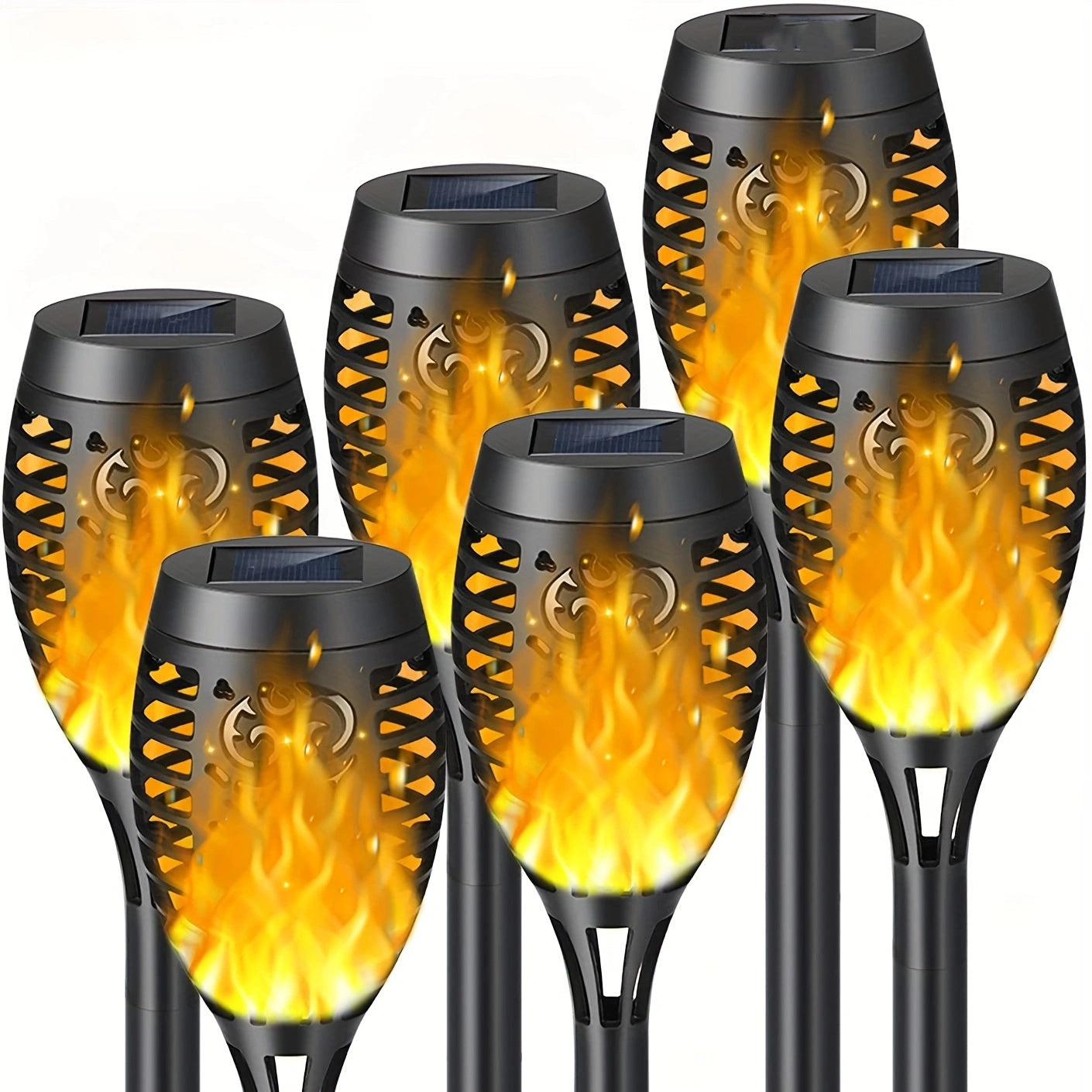 6-Pack Solar Flickering Torch Lights, Waterproof LED Garden Lights, Auto On/Off, Energy-Efficient Ambiance for Outdoor Celebrations