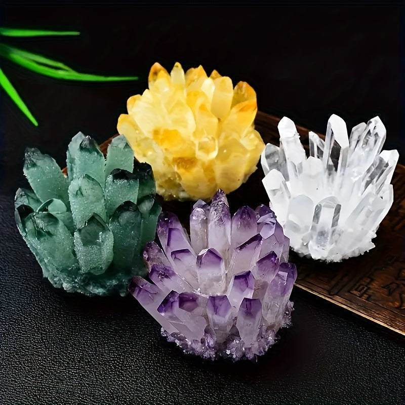 1pc Amethyst Specimen Gorgeous Quartz with Wooden Stand Crystal Cluster Healing Specimen Crystal Cluster Mineral Specime Healing Home Office Aquarium Decoration Gift AAA