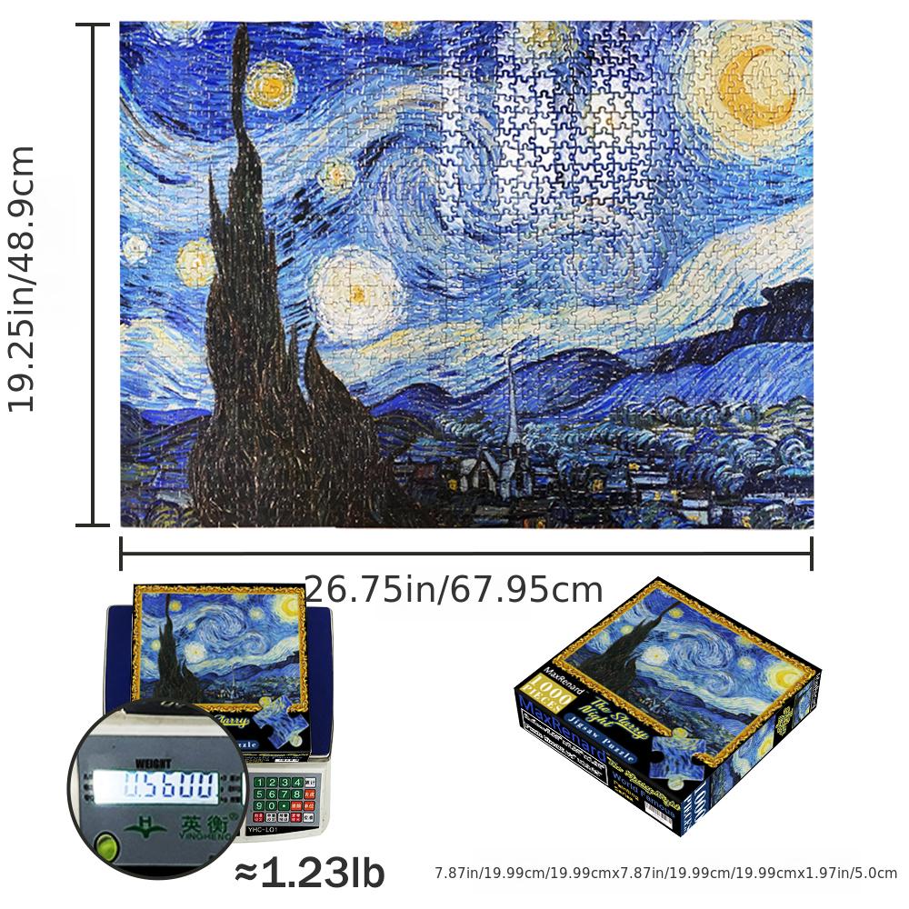 Maxrenard The Starry Night Jigsaw Puzzle 1000 Pieces For Adults Van Gogh Oil Painting Puzzle