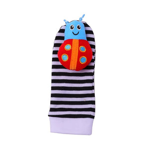 4-Pack Of Adorable Baby Wrist Strap Socks - Cartoon Hand Rattle & Plush Toy Set! Christmas Halloween Thanksgiving gifts