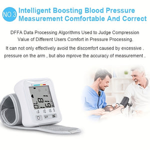 Compact Digital Wrist Blood Pressure Monitor - One-Touch, Irregular Heartbeat Indicator, Battery-Free Operation