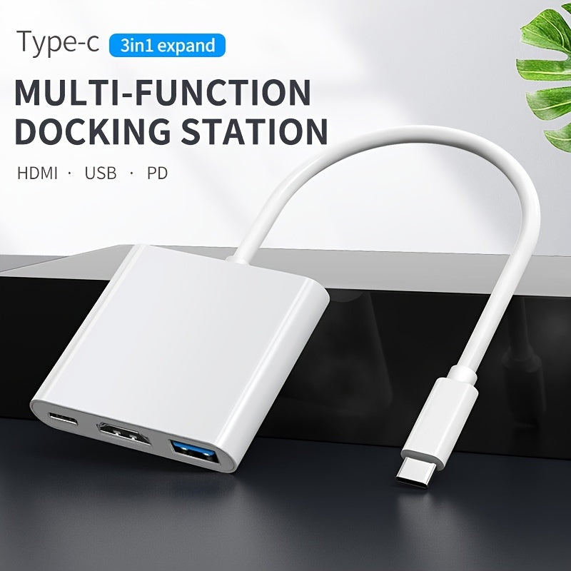 USB-C To HDTV Adapter Multiport, Portable Thunderbolt 3 To [4K HDTV PD Fast Charging 100W, USB 3.0] 3-in-1 USB C Hub For MacBook Pro, New Ma